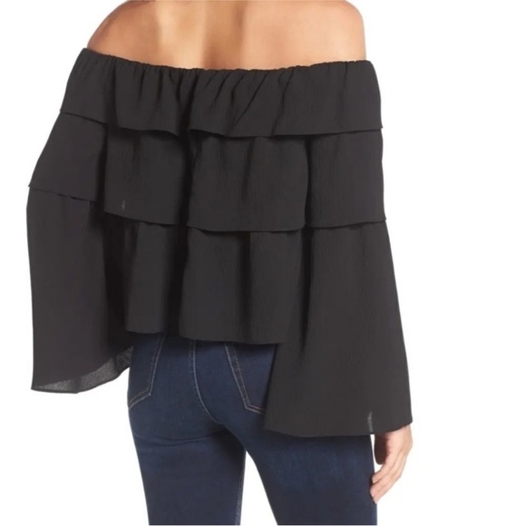 Off-Shoulder Black Ruffle Top - Picture 2 of 5